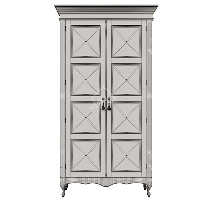 Classic Wood Wardrobe 1200mm 3D model image 5