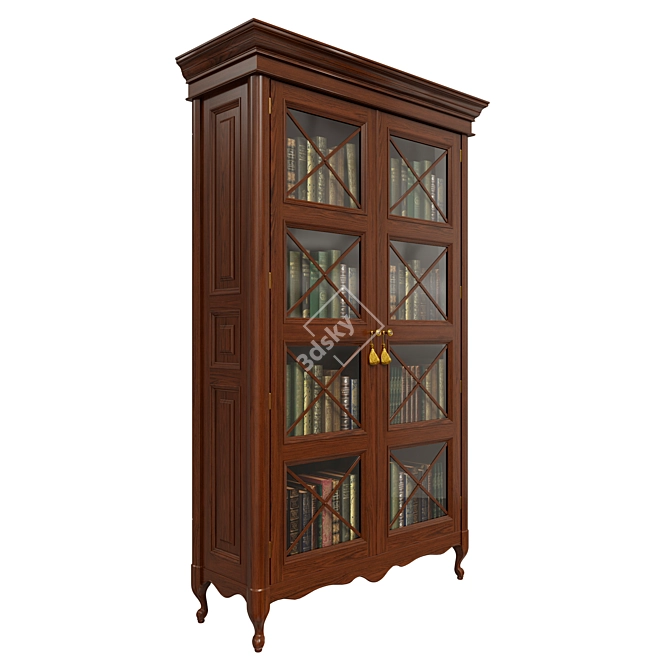 Solid Wood Wardrobe 1400mm 3D model image 2