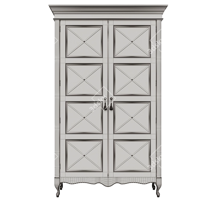 Solid Wood Wardrobe 1400mm 3D model image 5