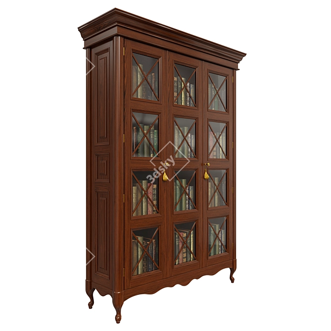 Elegant Wooden Wardrobe 3D model image 2