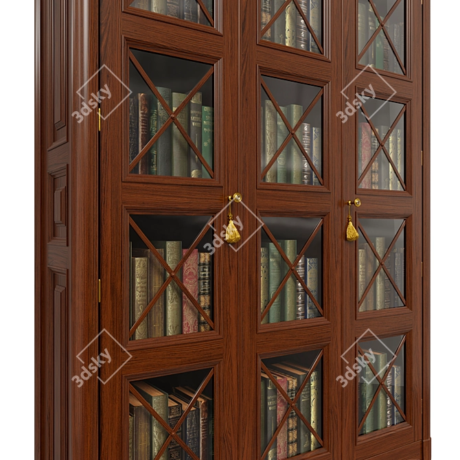 Elegant Wooden Wardrobe 3D model image 3