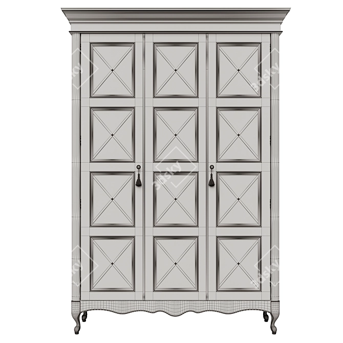 Elegant Wooden Wardrobe 3D model image 5