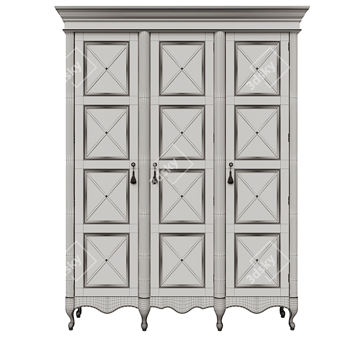 Traditional Wood Wardrobe 3D model image 5