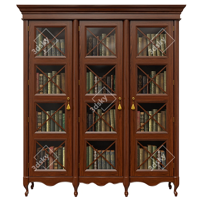 Solid Wood Wardrobe with Glass and Metal Accents 3D model image 1