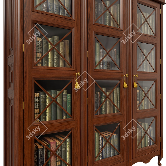 Solid Wood Wardrobe with Glass and Metal Accents 3D model image 3