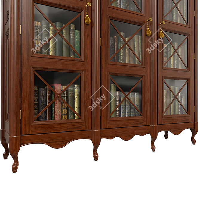 Solid Wood Wardrobe with Glass and Metal Accents 3D model image 4