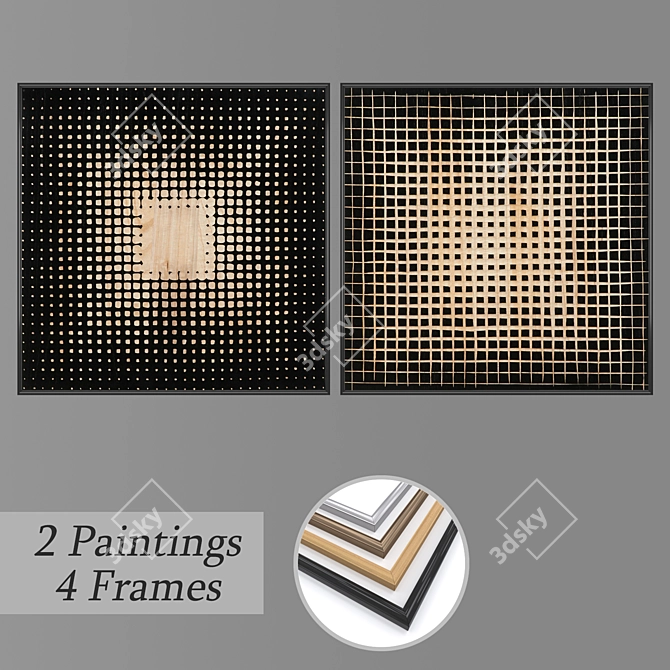 Eclectic Gallery Wall Set of 2 Paintings 3D model image 1