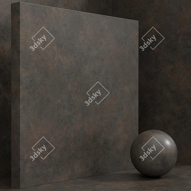 Seamless Material Set: Plaster Concrete Metal 3D model image 3