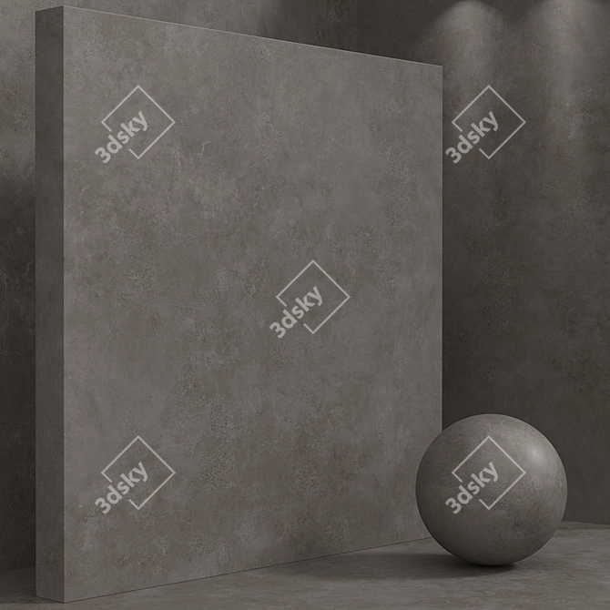 Seamless Material Set: Plaster Concrete Metal 3D model image 4