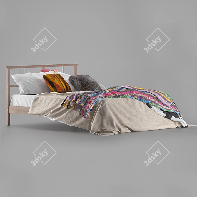 Boho Bed IKEA "Rikene" - Elegant and spacious 3D model image 2