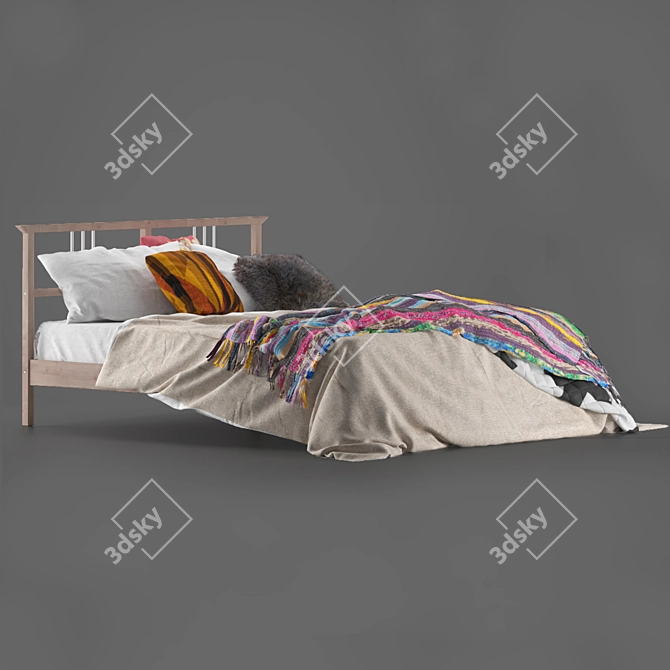 Boho Bed IKEA "Rikene" - Elegant and spacious 3D model image 7