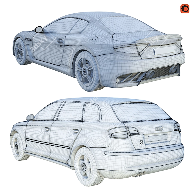 Realistic 3D Model Cars - Maserati & Audi 3D model image 4