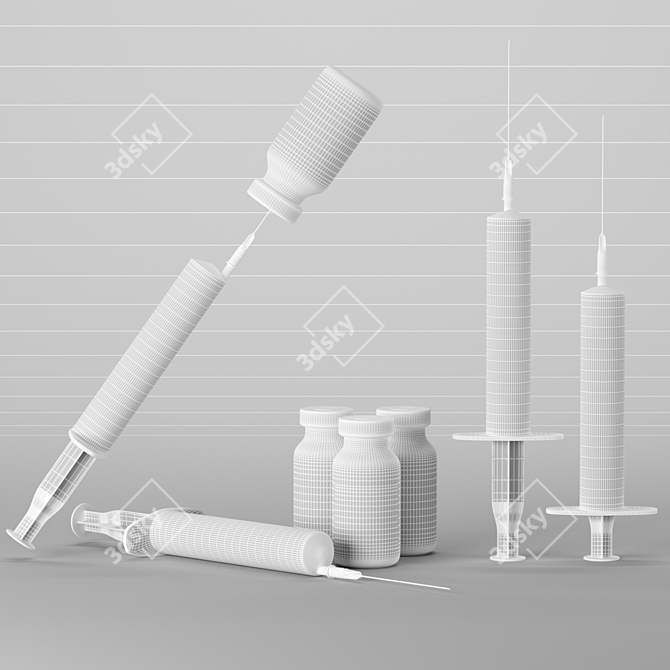 Medical Combo: Syringe & Vaccine 3D model image 2