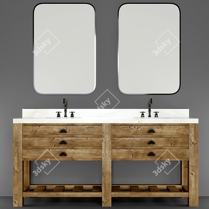 Modern White Bathroom Vanity 3D model image 2