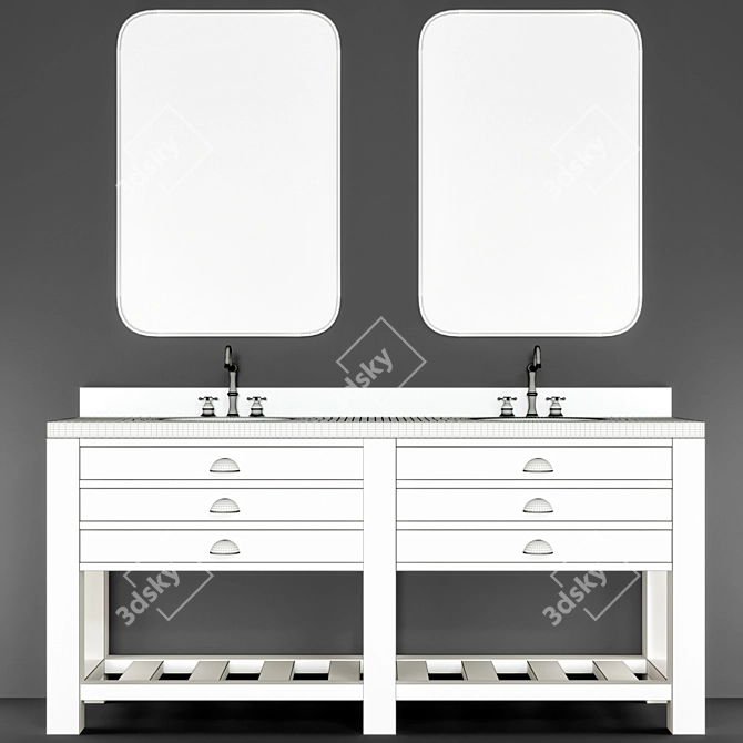 Modern White Bathroom Vanity 3D model image 3