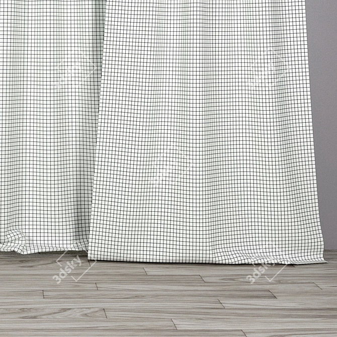 Dark Gray Curtains and Sheer 3D model image 3