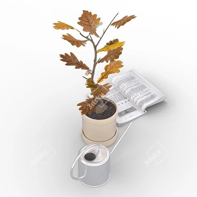 Title: Elegant Oak Still Life 3D model image 2