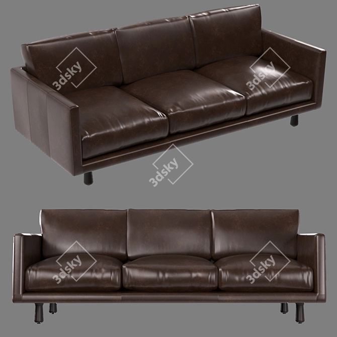 Vintage Brown Leather Carey Sofa 3D model image 1