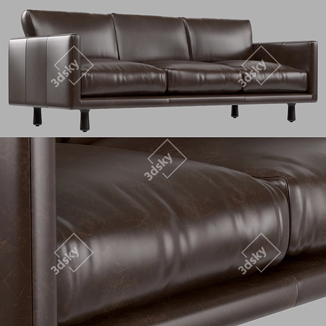 Vintage Brown Leather Carey Sofa 3D model image 2