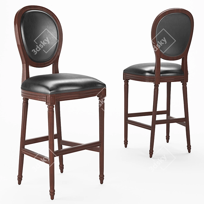 French Style Bar Stool for Elegant Interiors 3D model image 1