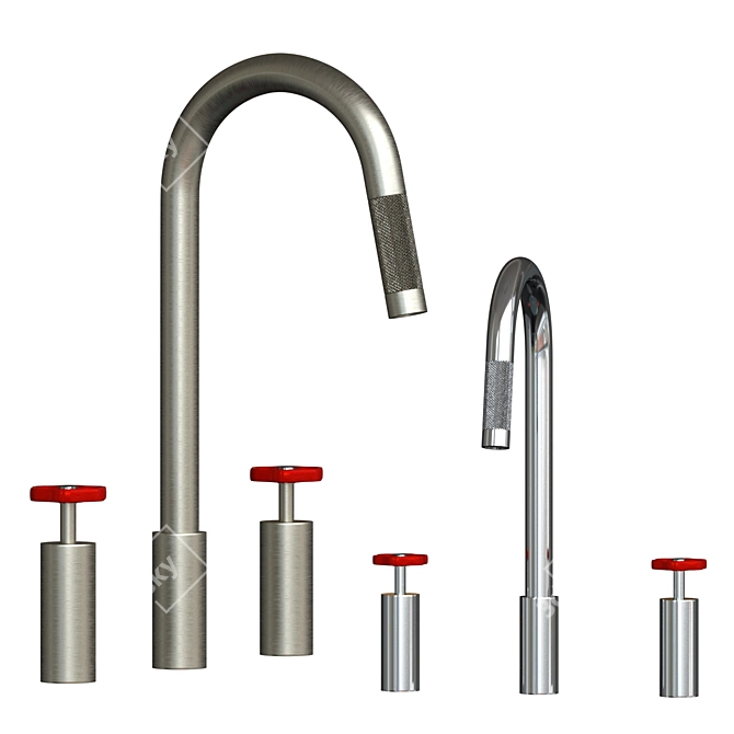 GESSI OFFICINE Chrome Kitchen Tap 3D model image 1