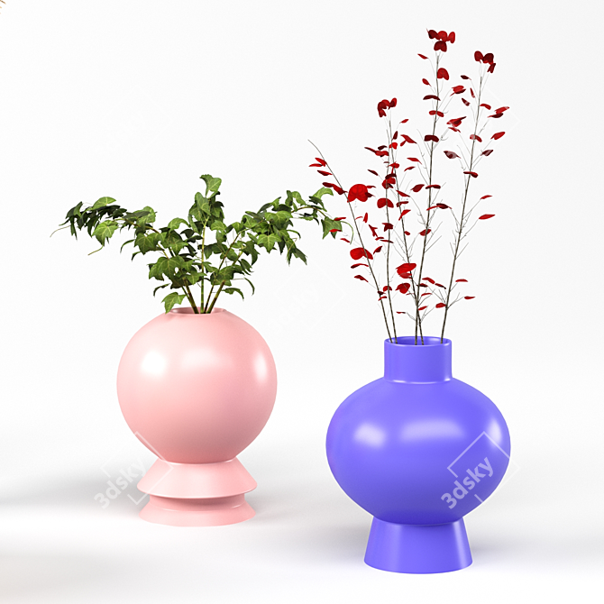 Elegant Ceramic Vase Set: DEI QI Collection 3D model image 2