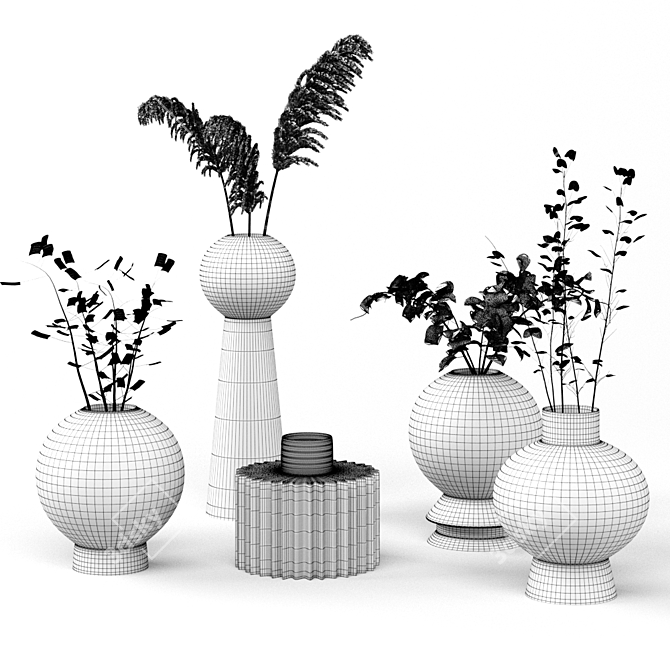 Elegant Ceramic Vase Set: DEI QI Collection 3D model image 4
