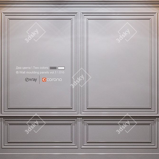 Decorative Wall Molding Panels 3D model image 2