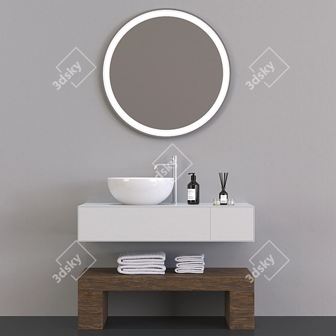 Elegant Bathroom Furniture Set 3D model image 1