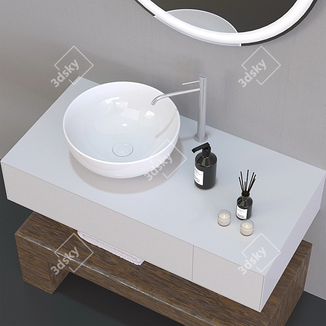 Elegant Bathroom Furniture Set 3D model image 2