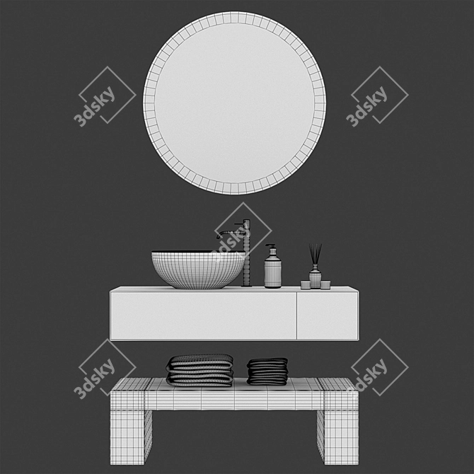 Elegant Bathroom Furniture Set 3D model image 3