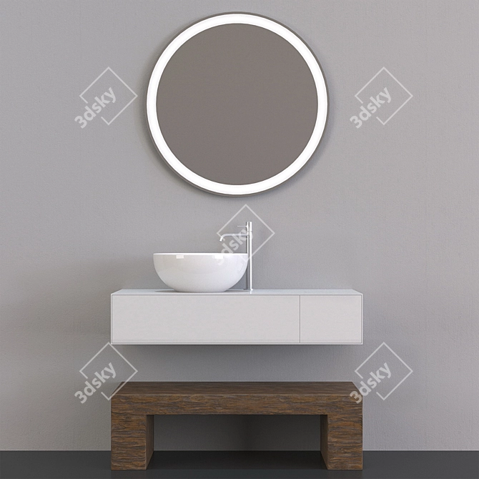 Elegant Bathroom Furniture Set 3D model image 4