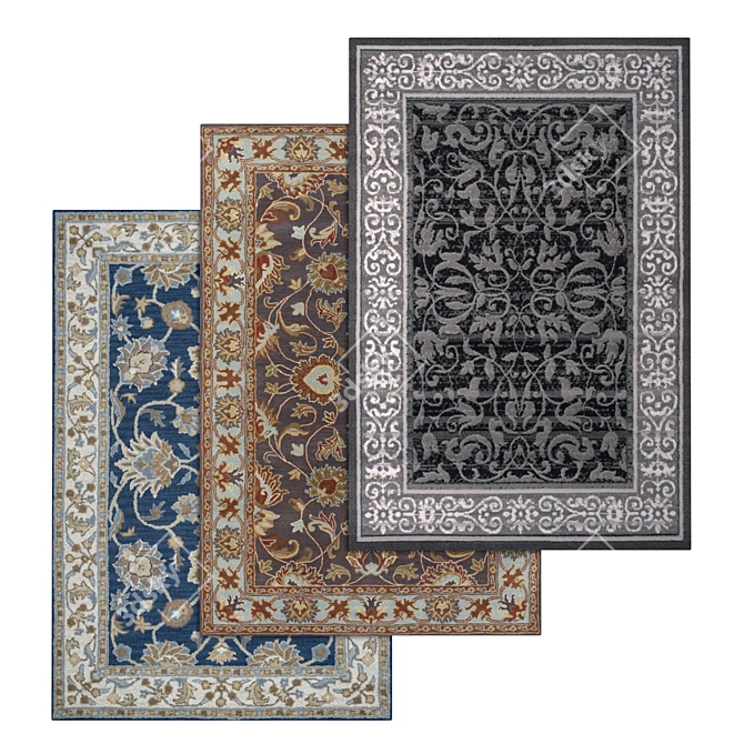 Premium Rug Set: Versatile Textured Carpets 3D model image 1