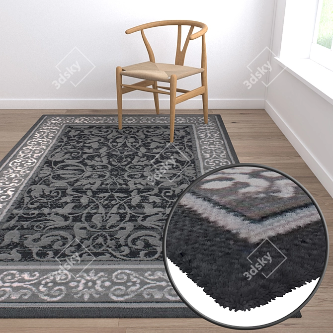 Premium Rug Set: Versatile Textured Carpets 3D model image 5