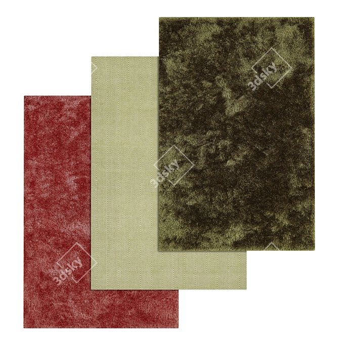 Versatile 3-Piece Carpet Set 3D model image 2