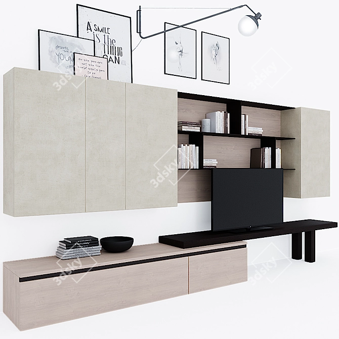 Versatile Sectional Storage Wall Unit 3D model image 5