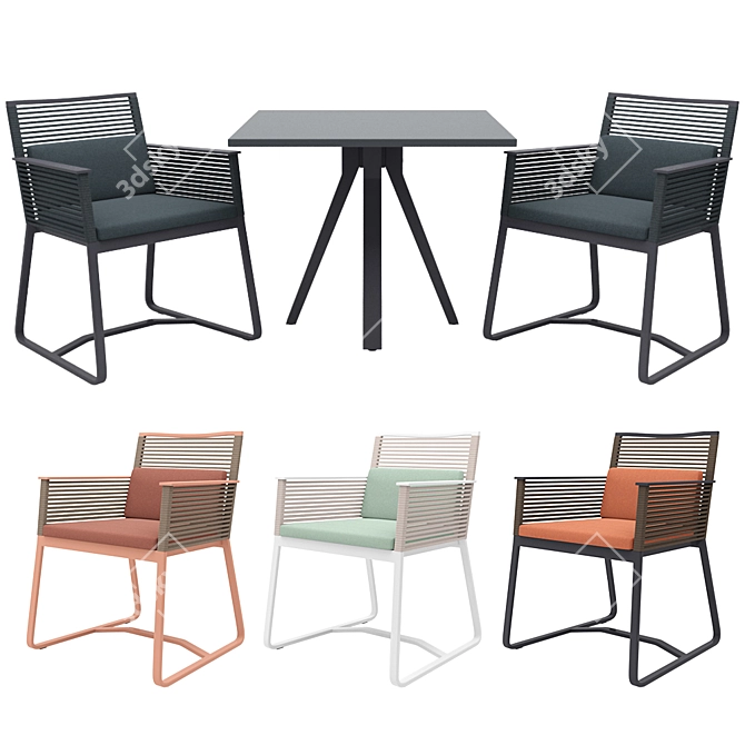 Sleek Kettal Landscape Chair & Stylish Vieques Table 3D model image 1