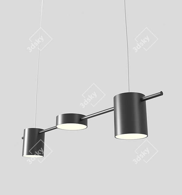 Black Metal Pendant Chandelier 3D model image 2