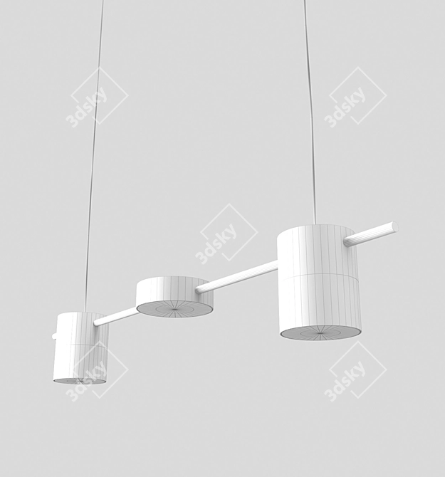 Black Metal Pendant Chandelier 3D model image 3