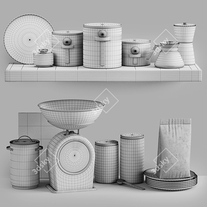 Elegant Kitchen Decor Set 3D model image 4