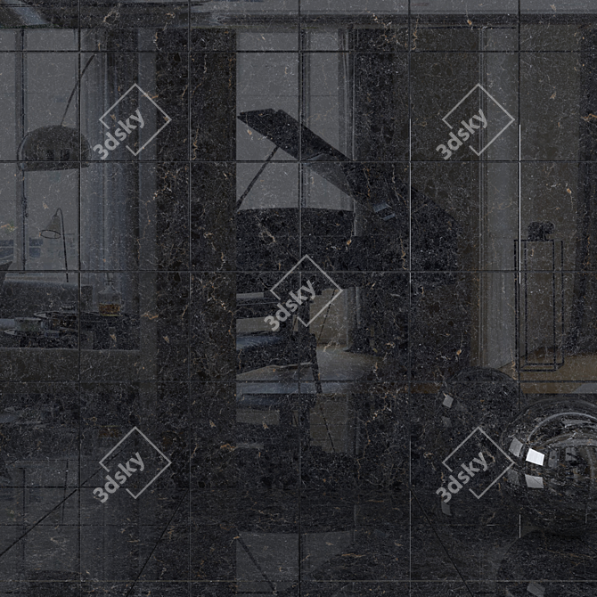 Cosmos Black Wall Tiles Set - High-Quality Multi-Texture 60x60cm 3D model image 1