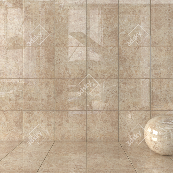 Luxurious Emperor Gold Wall Tiles 3D model image 1