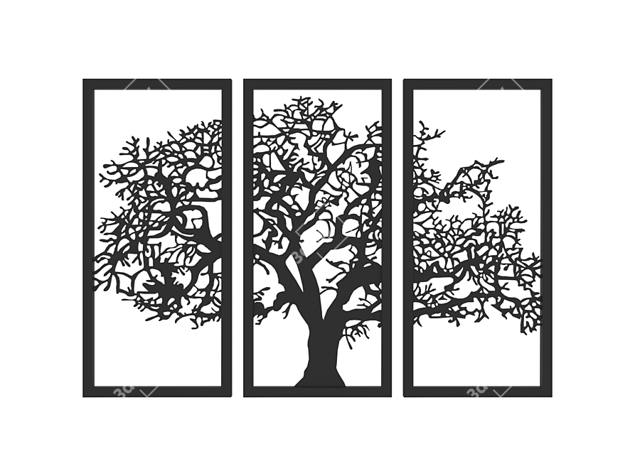 Modern Tree Wall Panel 3D model image 2