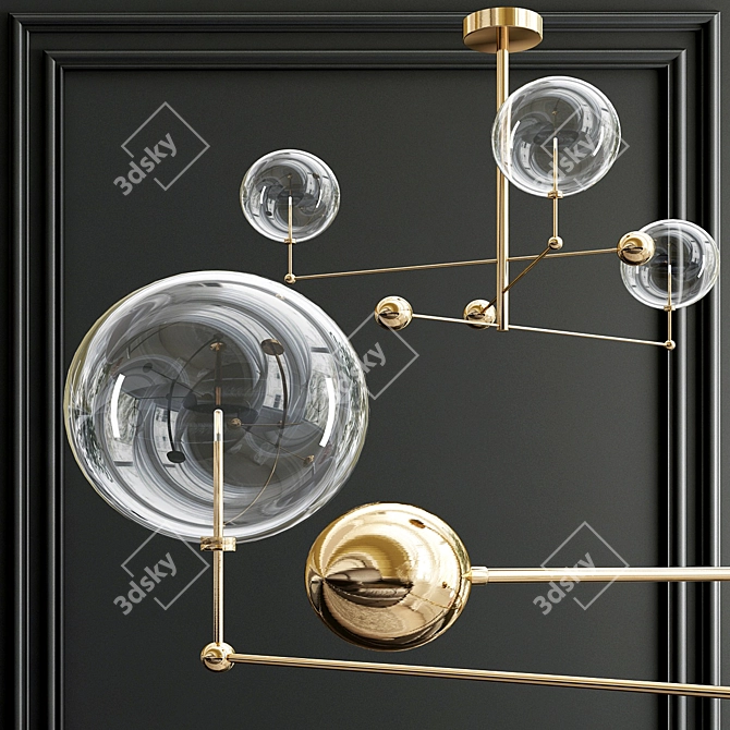 Sleek Brass Pendant with Globe Design 3D model image 1