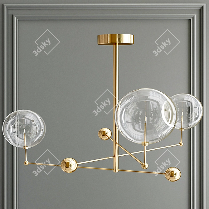 Sleek Brass Pendant with Globe Design 3D model image 2