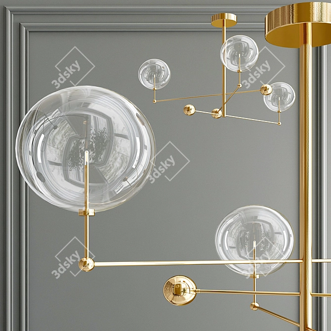 Sleek Brass Pendant with Globe Design 3D model image 3