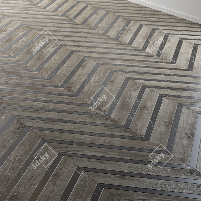 Black Marble Wood Tile 3D model image 1