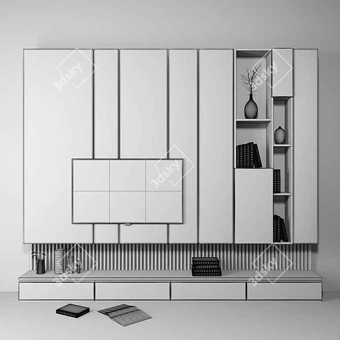 Modern TV Wall Set- 11: Stylish Living & Bedroom Solution 3D model image 2