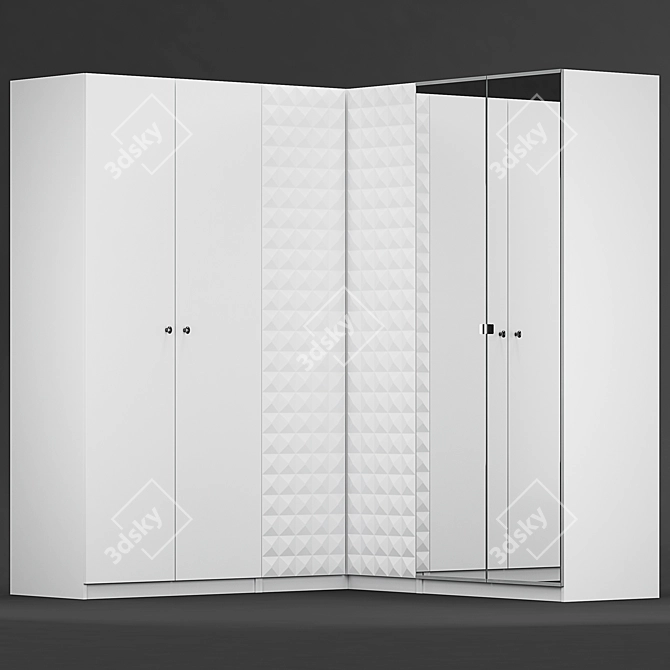 Stylish and Spacious Ikea PAX Corner Wardrobe 3D model image 1