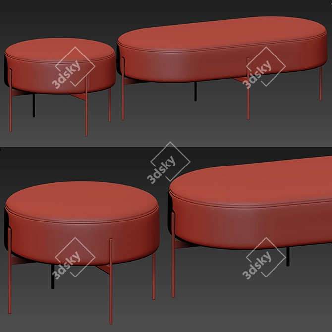 Elegant Macca Ottoman Set 3D model image 2